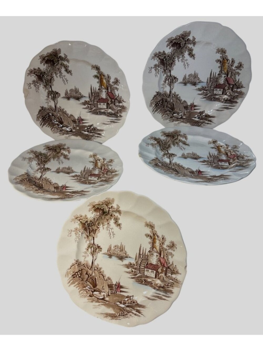 Johnson Bros The Old Mill Ironstone Dinner Plates Set Of 5 Made In England